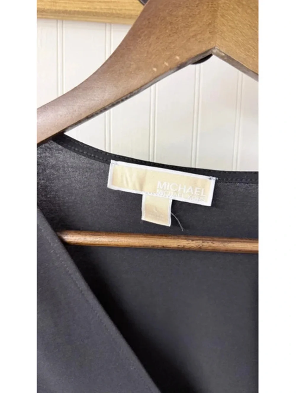 Michael Kors long-sleeve wrap blouse faux-wrap ring-accent gold black large
